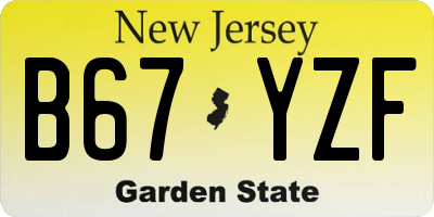 NJ license plate B67YZF