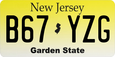 NJ license plate B67YZG