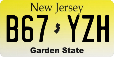 NJ license plate B67YZH