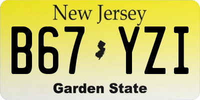 NJ license plate B67YZI