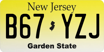 NJ license plate B67YZJ