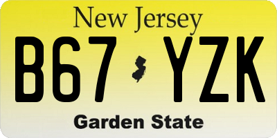 NJ license plate B67YZK