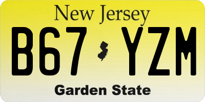 NJ license plate B67YZM