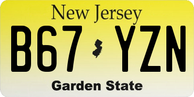 NJ license plate B67YZN