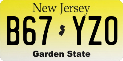 NJ license plate B67YZO