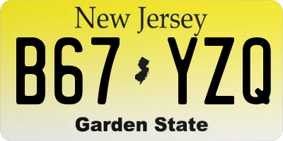 NJ license plate B67YZQ