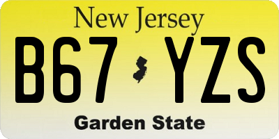 NJ license plate B67YZS