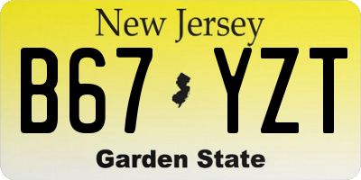 NJ license plate B67YZT
