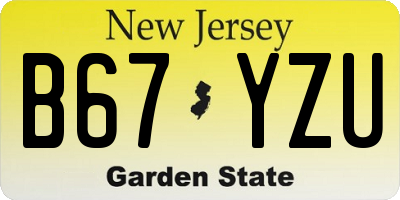 NJ license plate B67YZU