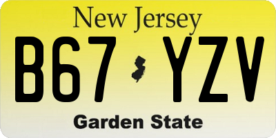 NJ license plate B67YZV
