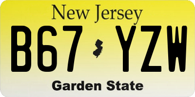 NJ license plate B67YZW