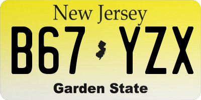 NJ license plate B67YZX