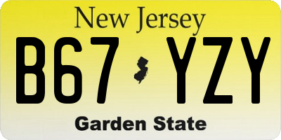 NJ license plate B67YZY