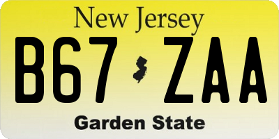NJ license plate B67ZAA