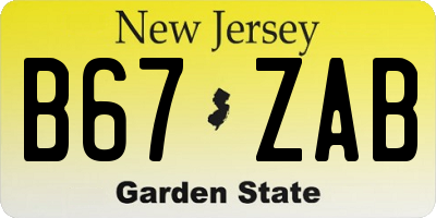 NJ license plate B67ZAB