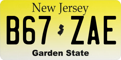 NJ license plate B67ZAE
