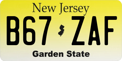 NJ license plate B67ZAF