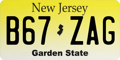NJ license plate B67ZAG