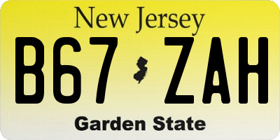 NJ license plate B67ZAH