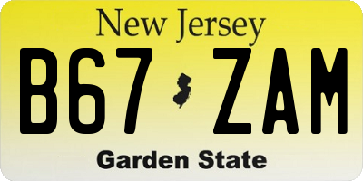 NJ license plate B67ZAM