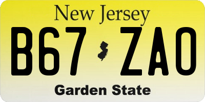 NJ license plate B67ZAO