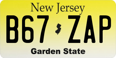 NJ license plate B67ZAP