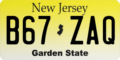 NJ license plate B67ZAQ