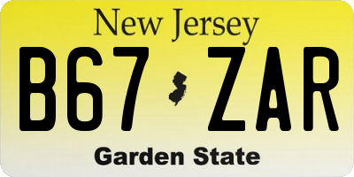 NJ license plate B67ZAR