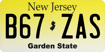 NJ license plate B67ZAS