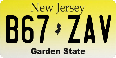 NJ license plate B67ZAV