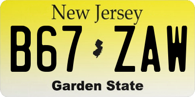 NJ license plate B67ZAW