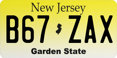 NJ license plate B67ZAX