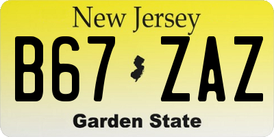 NJ license plate B67ZAZ