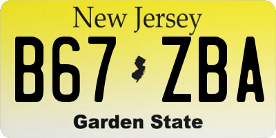 NJ license plate B67ZBA
