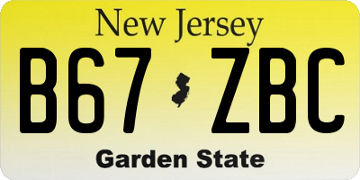 NJ license plate B67ZBC