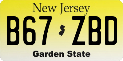 NJ license plate B67ZBD