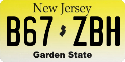 NJ license plate B67ZBH