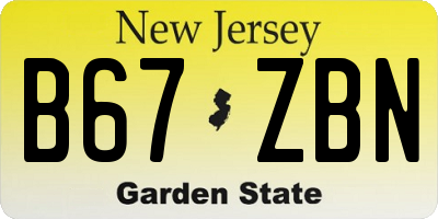 NJ license plate B67ZBN