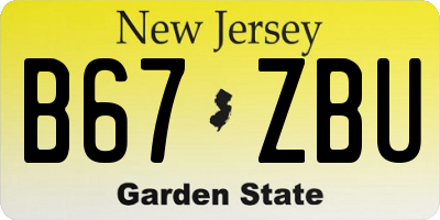 NJ license plate B67ZBU