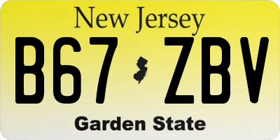 NJ license plate B67ZBV