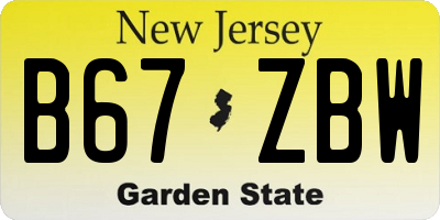 NJ license plate B67ZBW