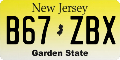 NJ license plate B67ZBX