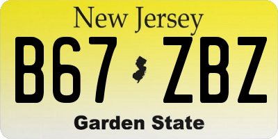 NJ license plate B67ZBZ