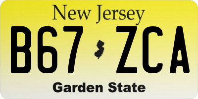 NJ license plate B67ZCA