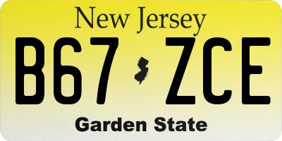 NJ license plate B67ZCE