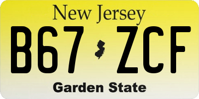 NJ license plate B67ZCF