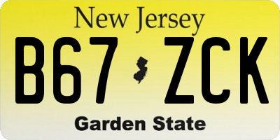 NJ license plate B67ZCK