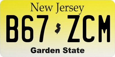 NJ license plate B67ZCM