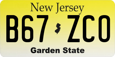 NJ license plate B67ZCO