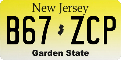 NJ license plate B67ZCP